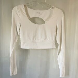 Aerie Offline White Long Sleeve Crop Top Size Medium